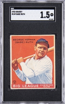 1933 Goudey #149 Babe Ruth – SGC FR 1.5